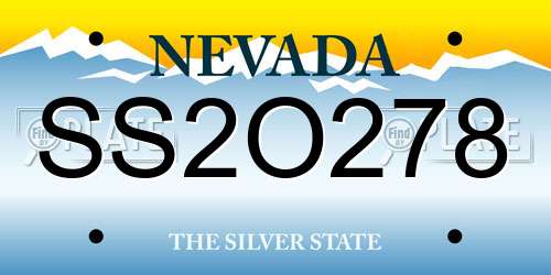 SS2O278 Nevada License Plate