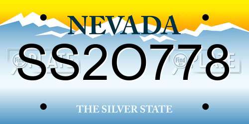 SS2O778 Nevada License Plate