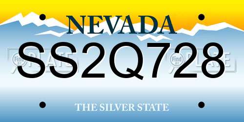 SS2Q728 Nevada License Plate