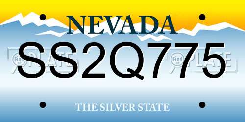 SS2Q775 Nevada License Plate