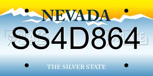SS4D864 Nevada License Plate