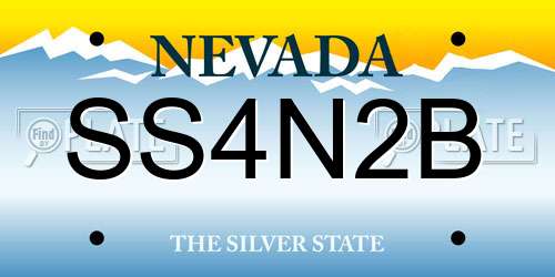 SS4N2B Nevada License Plate
