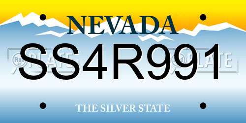 SS4R991 Nevada License Plate