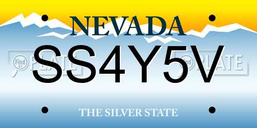 SS4Y5V Nevada License Plate