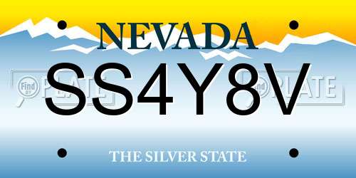 SS4Y8V Nevada License Plate