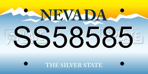 SS58585 Nevada License Plate