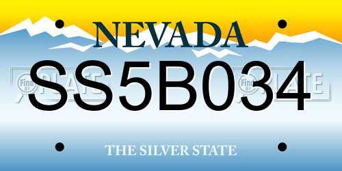 SS5B034 Nevada License Plate