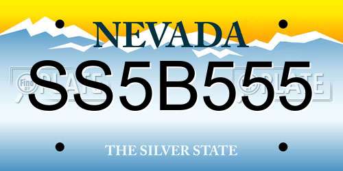 SS5B555 Nevada License Plate
