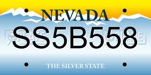 SS5B558 Nevada License Plate