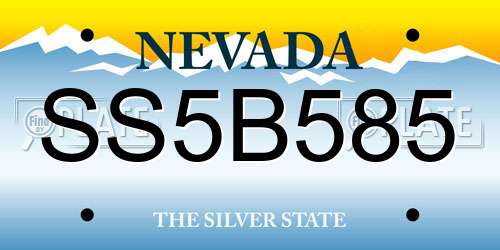 SS5B585 Nevada License Plate