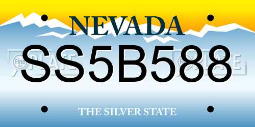 SS5B588 Nevada License Plate