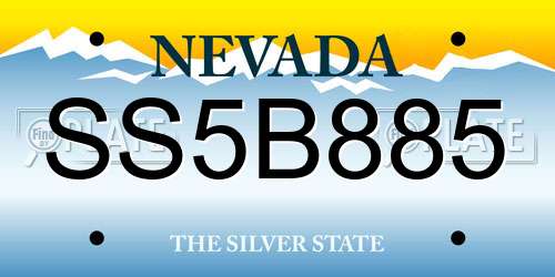 SS5B885 Nevada License Plate