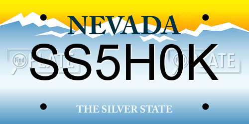 SS5H0K Nevada License Plate