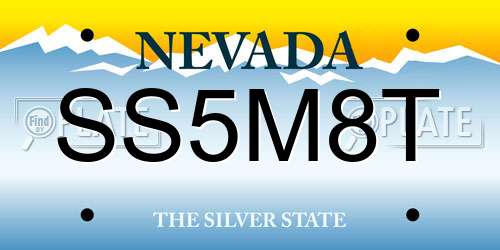 SS5M8T Nevada License Plate