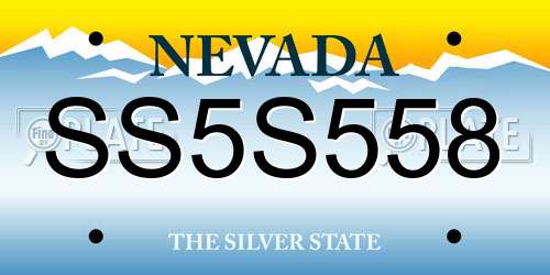 SS5S558 Nevada License Plate