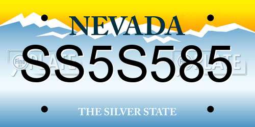 SS5S585 Nevada License Plate