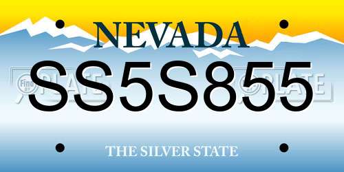 SS5S855 Nevada License Plate