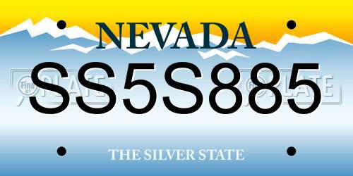 SS5S885 Nevada License Plate