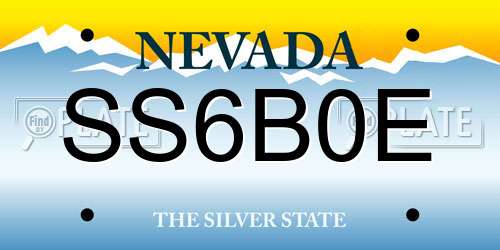 SS6B0E Nevada License Plate