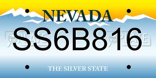 SS6B816 Nevada License Plate