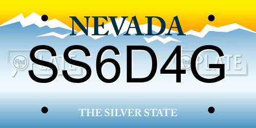 SS6D4G Nevada License Plate
