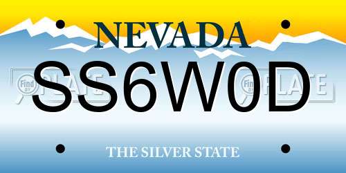 SS6W0D Nevada License Plate