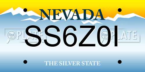 SS6Z0I Nevada License Plate