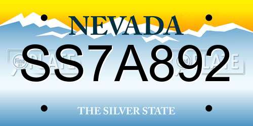 SS7A892 Nevada License Plate