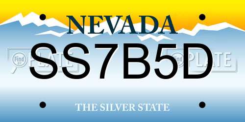 SS7B5D Nevada License Plate
