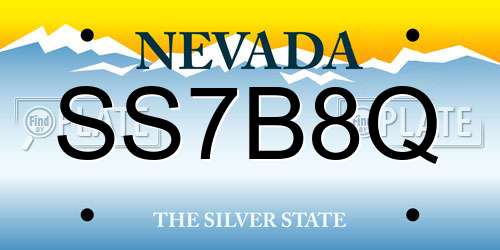 SS7B8Q Nevada License Plate