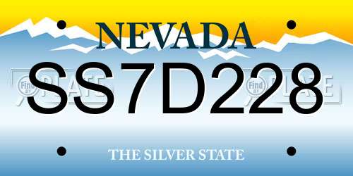SS7D228 Nevada License Plate