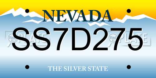 SS7D275 Nevada License Plate