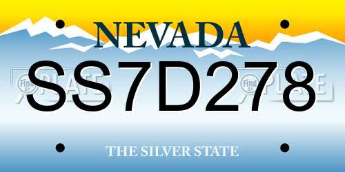 SS7D278 Nevada License Plate