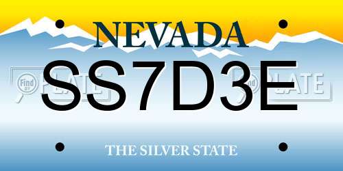 SS7D3E Nevada License Plate