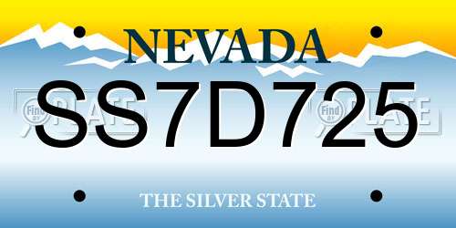 SS7D725 Nevada License Plate