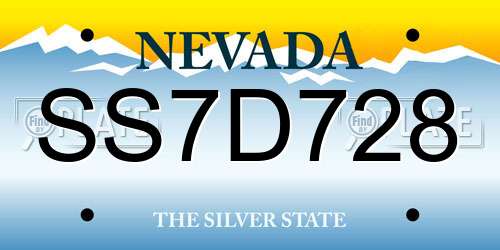 SS7D728 Nevada License Plate