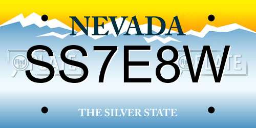 SS7E8W Nevada License Plate