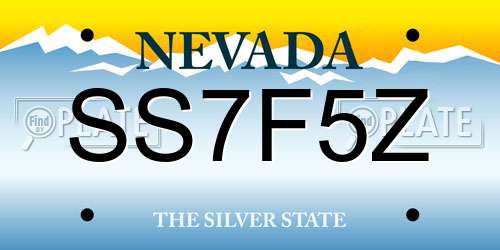 SS7F5Z Nevada License Plate