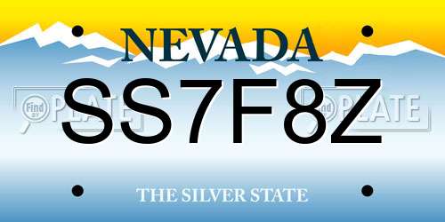 SS7F8Z Nevada License Plate