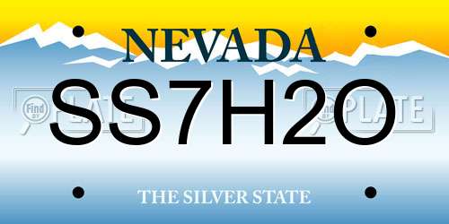 SS7H2O Nevada License Plate