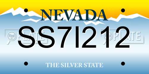 SS7I212 Nevada License Plate