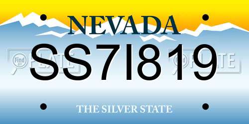 SS7I819 Nevada License Plate
