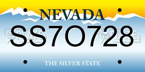 SS7O728 Nevada License Plate