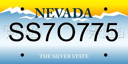 SS7O775 Nevada License Plate