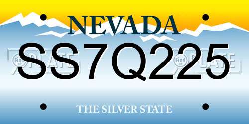 SS7Q225 Nevada License Plate