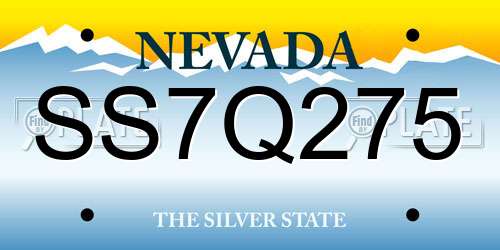 SS7Q275 Nevada License Plate