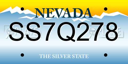 SS7Q278 Nevada License Plate