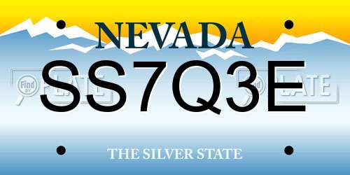 SS7Q3E Nevada License Plate