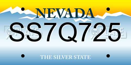 SS7Q725 Nevada License Plate