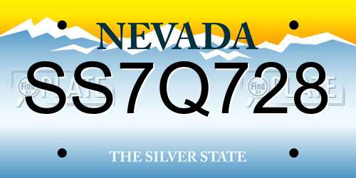 SS7Q728 Nevada License Plate
